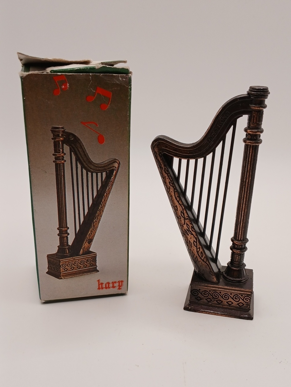 Vintage Die-Cast Harp Musical Instrument Pencil Sharpener w/ Box
